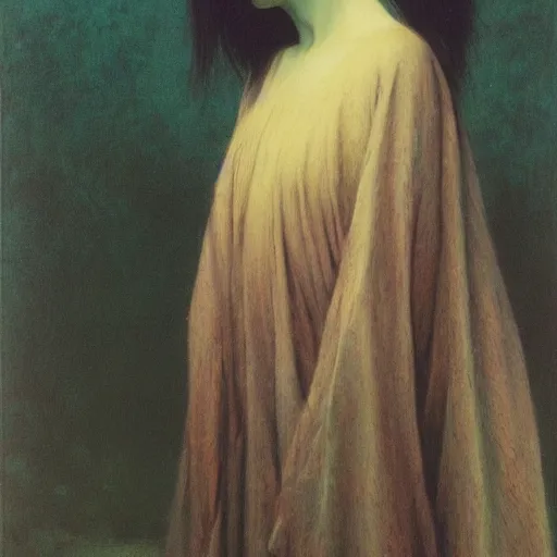 Image similar to style by millais, ( ( ( ( ( ( ( ( by beksinski ) ) ) ) ) ) ) ), portrait painting of victorian yokai, 8 k, highly detailed,