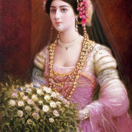 Image similar to a beautiful painting of a young princess on her wedding day in 1 8 7 6, high qualiy, oil painting, clear, coherent, fancy, highly detailed