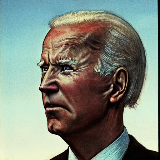 Image similar to immense, majestic, surreal, terrifying joe biden standing triumphant over the national mall, perfectly clear face, by j. c. leyendecker and beksinski