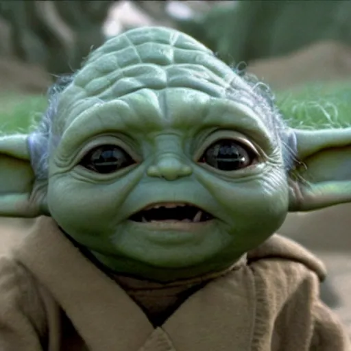 Prompt: a film still of baby yoda's kid riding a wagon to get together station in star wars realistic, detailed