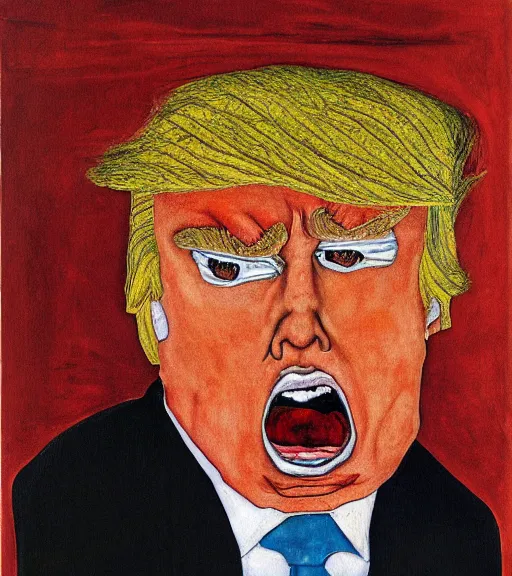 Image similar to painting of an angry donald trump by egon schiele