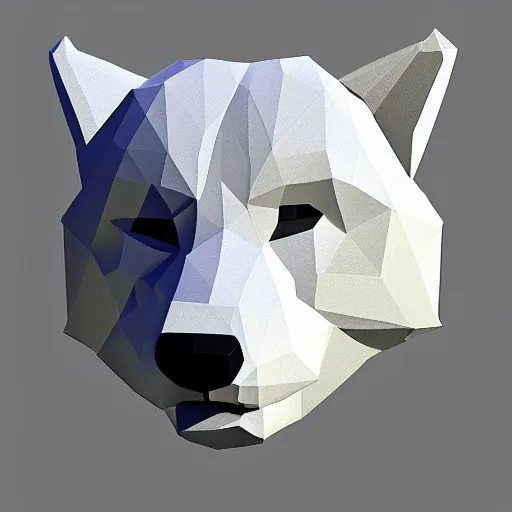 Prompt: low poly wolf face