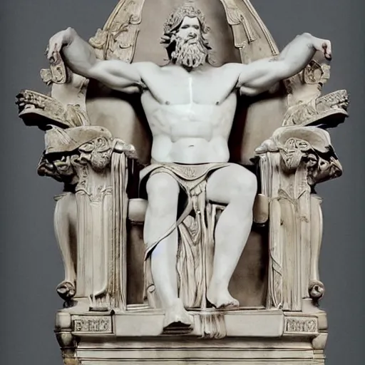 Prompt: zeus sitting on his throne in olympus
