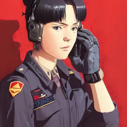 Prompt: A Beautiful young female military pilot , sitting in her jet || VERY ANIME, fine-face, realistic shaded perfect face, fine details. Anime. realistic shaded lighting poster by Ilya Kuvshinov katsuhiro otomo ghost-in-the-shell, magali villeneuve, artgerm, Jeremy Lipkin and Michael Garmash, Rob Rey and Kentarõ Miura style, trending on art station