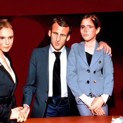 Image similar to Emmanuel Macron daughters in American Psycho (1999)