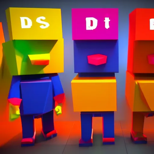 Image similar to high quality 3d render of dancing block figures looking like roblox figures, bright and fun colors, octane render, trending on artstation