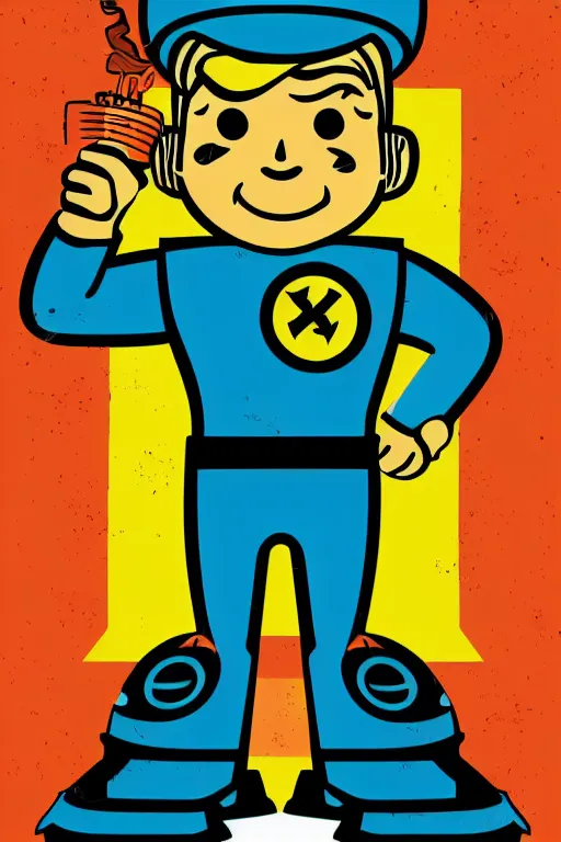 Image similar to fallout 7 6 retro futurist illustration art by butcher billy, sticker, colorful, illustration, highly detailed, simple, smooth and clean vector curves, no jagged lines, vector art, smooth andy warhol style