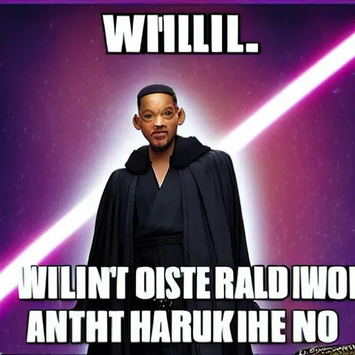 Image similar to will smith is on the jedi council but he will not be granted the rank of master, will thinks its outrageous and unfair