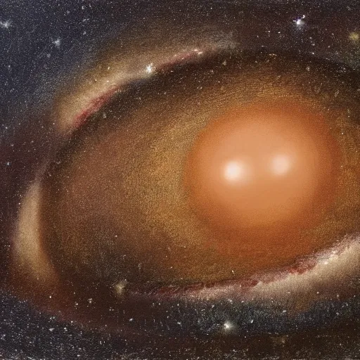 Prompt: a highly detailed photorealistic painting of a human eye reflecting the milky way galaxy