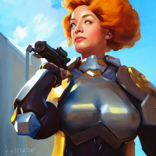 Image similar to greg manchess portrait painting of partially armored hermine granger as overwatch character, medium shot, asymmetrical, profile picture, organic painting, sunny day, matte painting, bold shapes, hard edges, street art, trending on artstation, by huang guangjian and gil elvgren and sachin teng