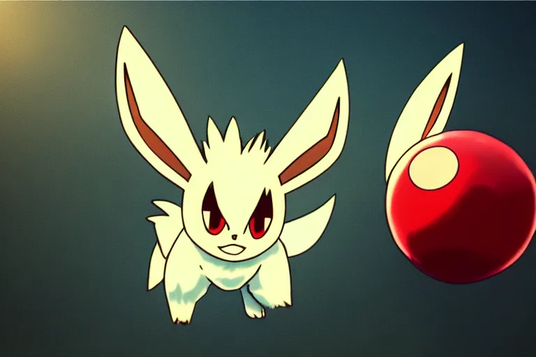Prompt: fan artist rendering of an angry eevee evil pokeball high resolution CGsociety