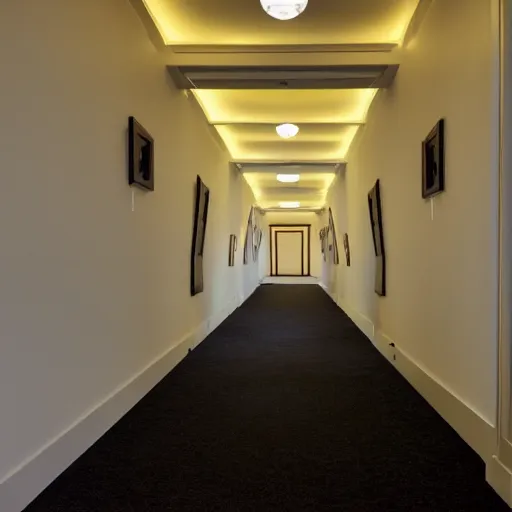 Image similar to a stanley kubrick hallway