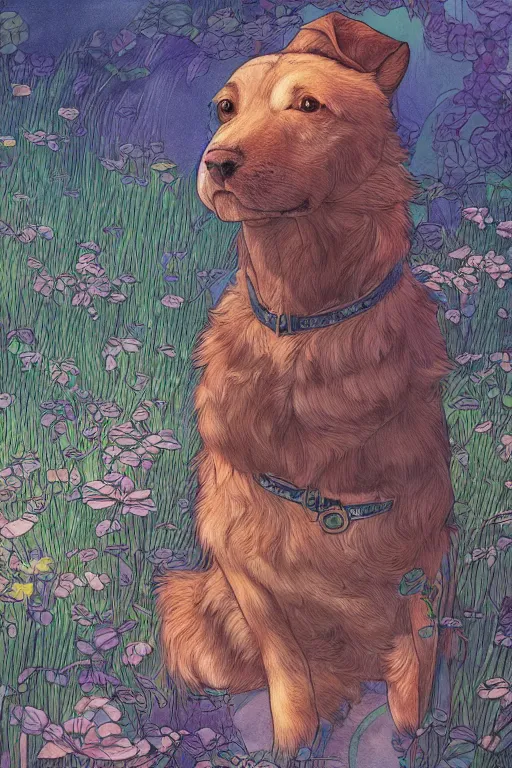 Prompt: a beautiful hyperdetailed illustration of my dog cooper, perfectly shaded, atmospheric lighting, style of studio ghibli, makoto shinkai, raphael lacoste, louis comfort tiffany, artgerm, james jean, victo ngai, ross tran, chinese style