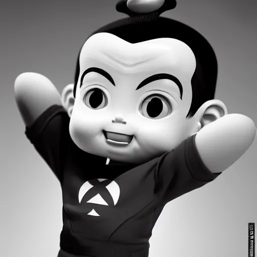 Image similar to wide angle portrait of Astroboy with a charming smile, monochrome color, heroic pose, mid-shot, shadowy area, studio lighting, award winning, artstation, concept art, digital painting, Unreal Engine 5, 8K, art by artgerm and greg rutkowski and alphonse mucha