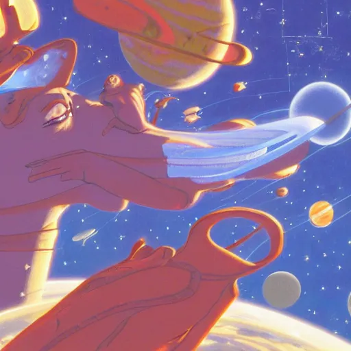 Prompt: Liminal space in outer space by Don Bluth