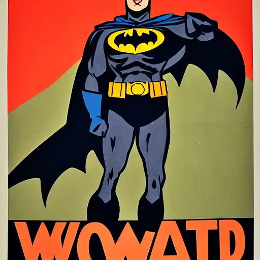 Prompt: a world war 2 propaganda poster featuring batman saying we can do it, hd, intricate detail, realistic