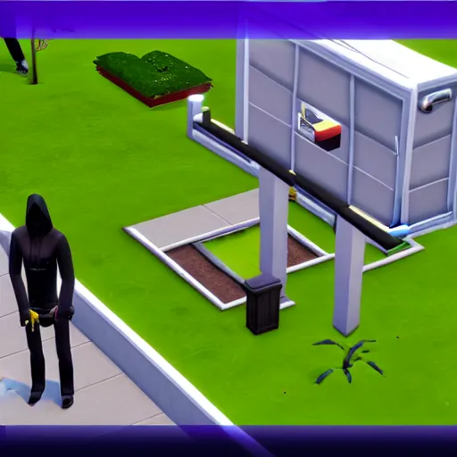 Prompt: the grim reaper in the sims