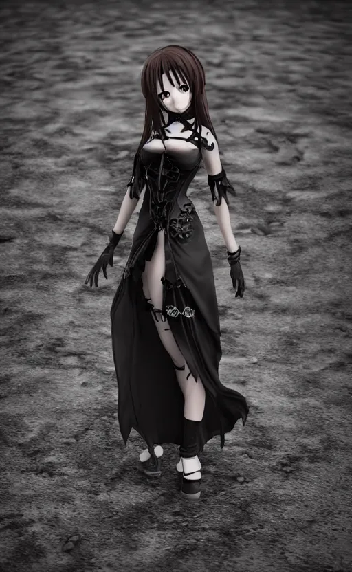 Image similar to !dream Anime girl figure in gothic dress, unreal engine, highly detailed.