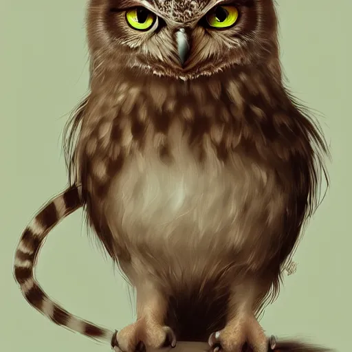 Prompt: a wise owl and a cute kitten, digital art, concept art, gemmy woud binnendijk, nixeu, artgerm