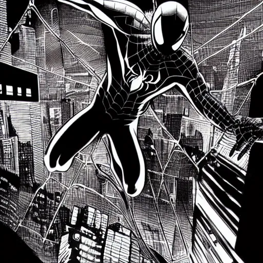 Prompt: spiderman ink art, jim lee, detailed, clean, intricate - n 9