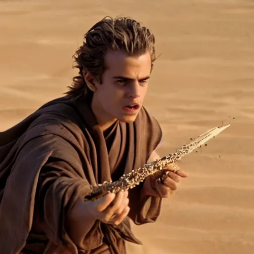 Hayden Christensen As Anakin Skywalker Eating Sand On Stable Diffusion