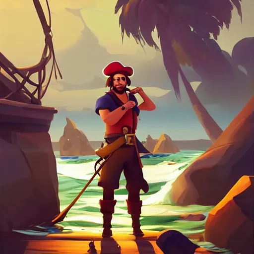 Image similar to painting jack the pirate on sea of thieves game avatar hero smooth face median photoshop filter cutout vector behance hd by jesper ejsing, by rhads, makoto shinkai and lois van baarle, ilya kuvshinov, rossdraws, illustration, art by ilya kuvshinov and gustav klimt