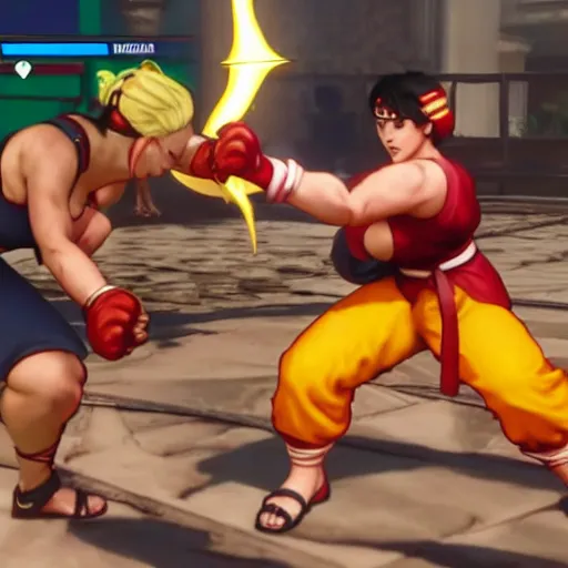 Image similar to cami fighting cami in street fighter v