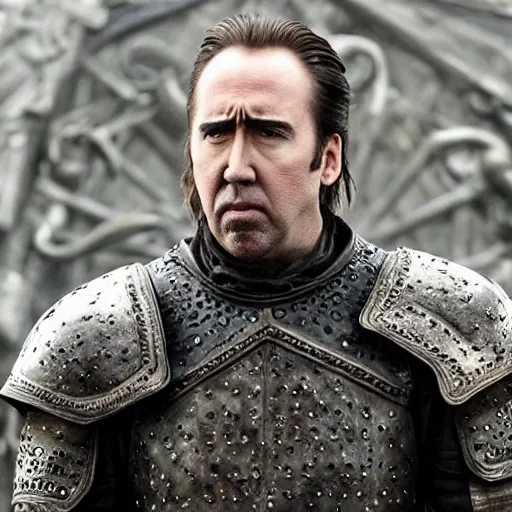 Image similar to nicholas cage as jaimie lannister in game of thrones