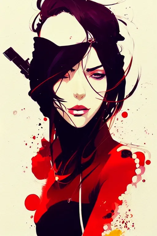 Image similar to a ultradetailed beautiful panting of a stylish gangster woman, by conrad roset, greg rutkowski and makoto shinkai, trending on artstation