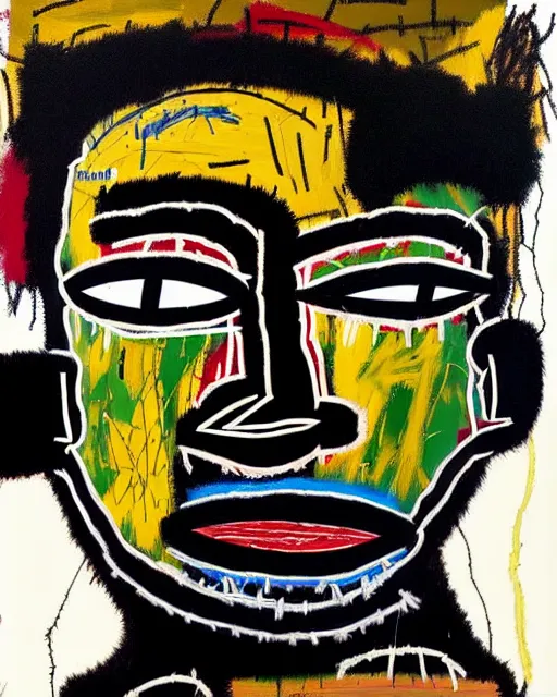 Image similar to A extremely highly detailed majestic hi-res beautiful immaculate head and shoulders award winning painting masterpiece of the face of a strong black african man by Jean-Michel Basquiat, 8k, high textures, hyper sharp, insanely detailed and intricate, super detailed, 8k HDR high quality