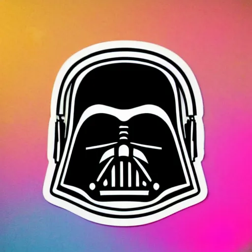 Prompt: svg sticker of a Pop-Wonder Darth-Vader at a rave, spinning records, giant headphones rocking out, wearing headphones, huge speakers, dancing, rave, DJ, spinning records, digital art, amazing composition, rule-of-thirds, award-winning, trending on artstation, featured on deviantart