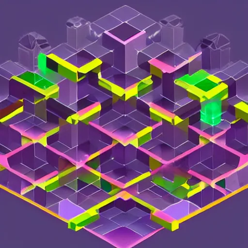 Image similar to transparent cube, isometric, voxels, game art