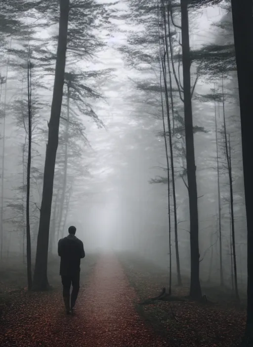 Image similar to a man walks towards the light in a dark forest, fog, rain, volumetric lighting, beautiful, mystique, golden hour, sharp focus, ultra detailed, jan urschel, dylan cole, marthe jonkers, james paick, thierry doizon, kai carpenter, ignacio fernandez rios, noir art house, 4 k, 3 5 mm, fujifilm