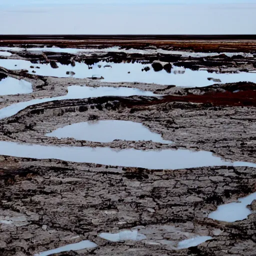 Image similar to 10000 year old meme about how The ice cleared out of the land leaving behind a quagmire of mud, swamps and sloughs. It remained an inhospitable environment for some time.