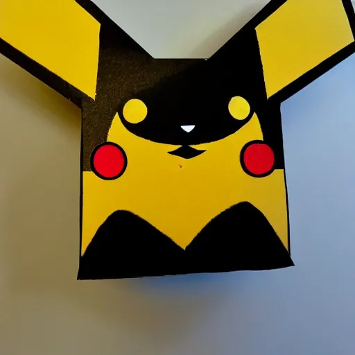 Image similar to Pikachu made out of cardboard