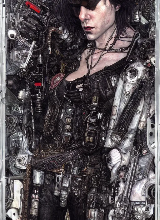 Image similar to portrait of gothic Tom Cruise, cyberpunk, Warhammer, highly detailed, artstation, illustration, art by Gustav Klimt and Range Murata and Katsuya Terada