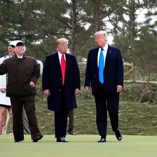 Image similar to donald trump is playing golf with hitler