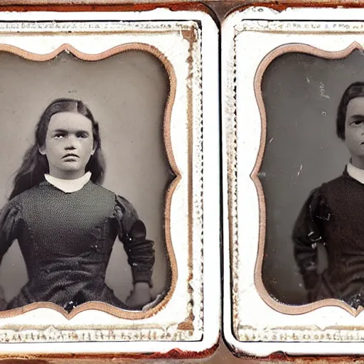 Image similar to tintype photo, girl cyclopes