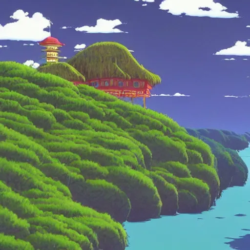 Image similar to A beautiful landscape from Spirited Away (2001)