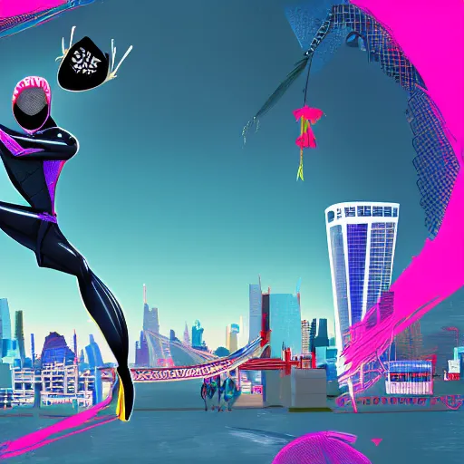 Image similar to london in the style of into the spiderverse, digital art, 8 k,