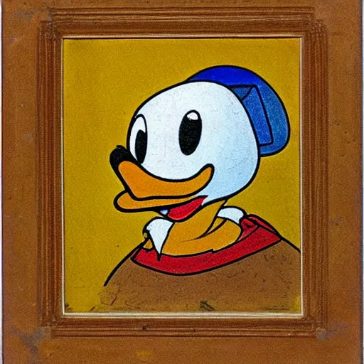 Prompt: Portrait of Donald Duck by Leonardo da Vinci