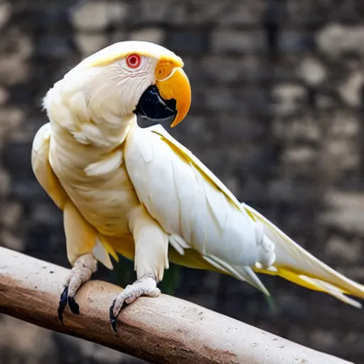 Prompt: albino macaw parrot