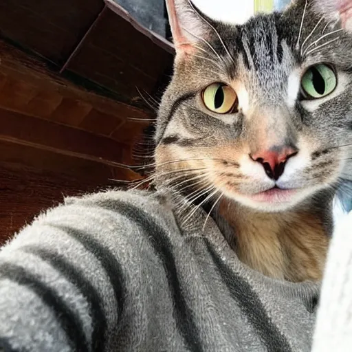 Image similar to selfie of a funny cat