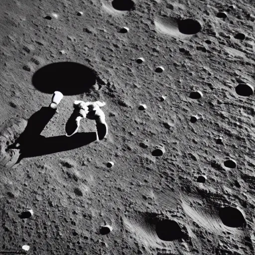 Prompt: a bear on the moon, in the style of the apollo 1 1 mission photographs