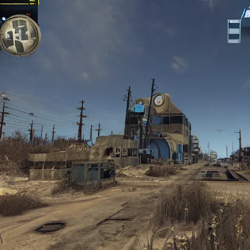 Image similar to Cape Canaveral post-nuclear war in Fallout 4, in game screenshot