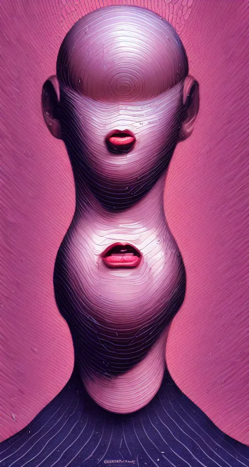 Prompt: art deco close up portait of stylish head with big mouth surrounded by spheres, rain like a dream digital painting curvalinear clothing cinematic dramatic fluid lines otherworldly vaporwave interesting details epic composition by artgerm anton pieck