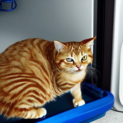 Prompt: Garfield cat playing tennis against a refrigerator