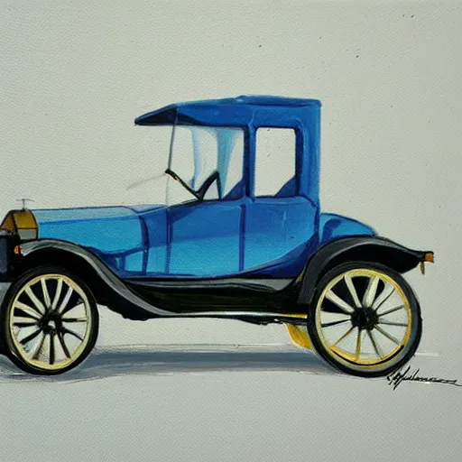 Image similar to an oil paint sketch of a ford model t