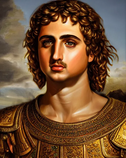 Prompt: oil painting portrait of alexander the great, high production value, intricate details, high resolution, hdr, high definition, masterpiece, realistic, ultrarealistic, highly detailed, hd, sharp focus, non blurry, sharp, smooth