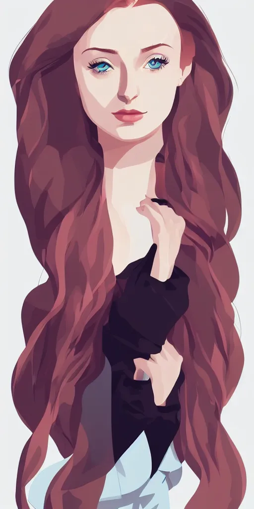 Prompt: sophie turner clean cel shaded vector art. shutterstock. behance hd by lois van baarle, artgerm, helen huang, by makoto shinkai and ilya kuvshinov, rossdraws, illustration,